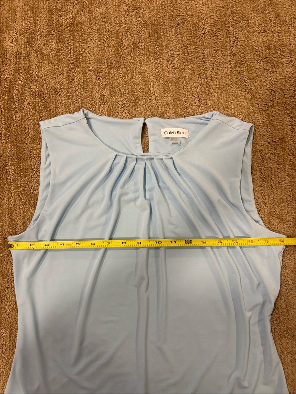 Calvin Klein Pale Blue Pleated Sleeveless Blouse - Picture 6 of 6
